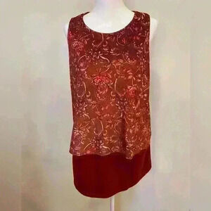 DG2 By Diane Gilman Velvet Red Blouse Size S